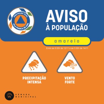 AVISO - PROTEÇÃO CIVIL - CONDIÇÕES METEOROLÓGICAS ADVERSAS