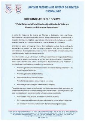 Pela Defesa da Mobilidade e Qualidade de Vida em Alverca do Ribatejo e Sobralinho - Comunicado