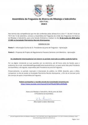 Sess&atilde;o Ordin&aacute;ria da Assembleia de Freguesia