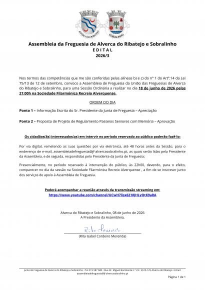 Sess&atilde;o Ordin&aacute;ria da Assembleia de Freguesia