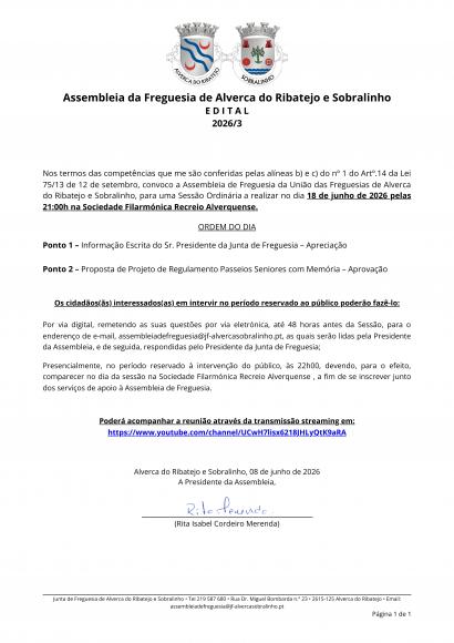 Sess&atilde;o Ordin&aacute;ria da Assembleia de Freguesia