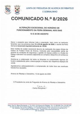 INFORMA&Ccedil;&Atilde;O &ndash; Altera&ccedil;&atilde;o Excecional do Hor&aacute;rio de Funcionamento da Feira Semanal