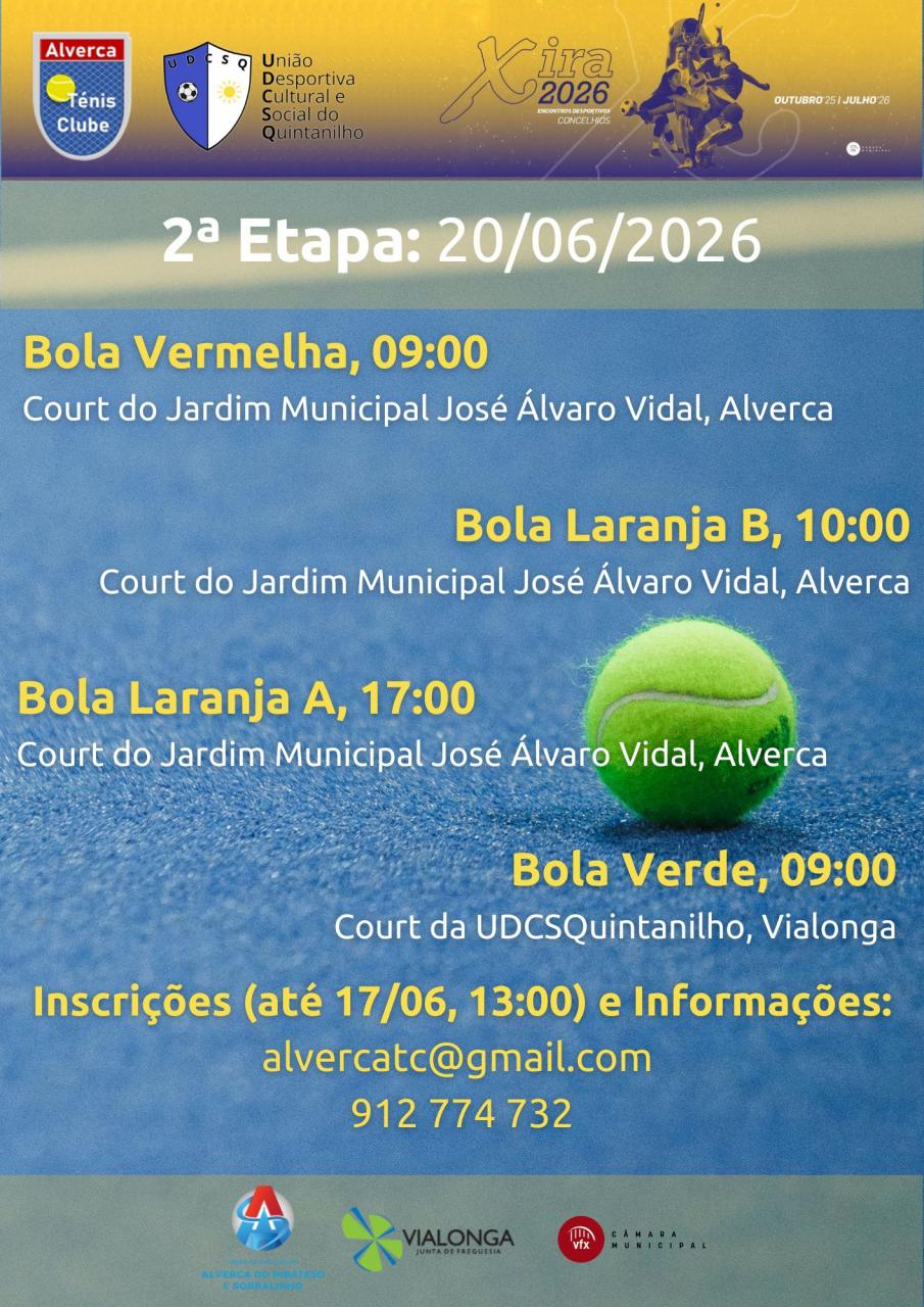 2&ordf; Etapa das Provas de T&eacute;nis - Xira 2026 